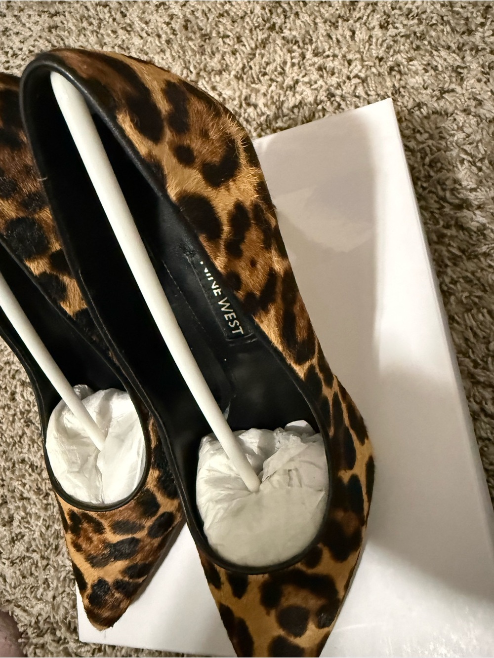 Nine West Leopard Print Pointed Pumps - Brown/Black - Picture 4 of 7